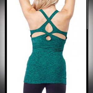 Beyond Yoga Green SpaceDye Cross Back Tank Top